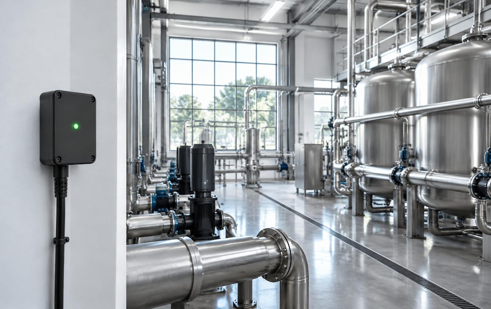 Wasseraufbereitungsanlage mit Edelstahlbehältern und EBEN Sensorbox